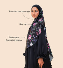 Load image into Gallery viewer, Tahira in black floral Khimar
