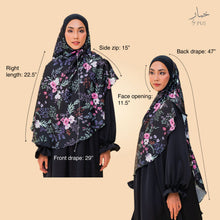 Load image into Gallery viewer, Tahira in black floral Khimar
