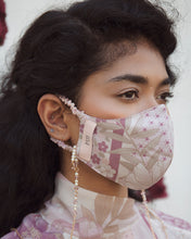 Load image into Gallery viewer, Soft striped peony patchwork printed mask