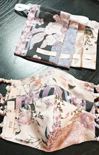 Load image into Gallery viewer, Soft striped peony patchwork printed mask