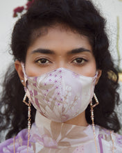 Load image into Gallery viewer, Soft striped peony patchwork printed mask