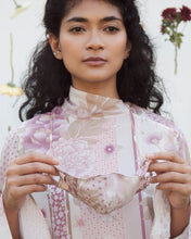 Load image into Gallery viewer, Soft striped peony patchwork printed mask