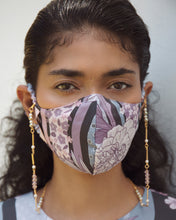 Load image into Gallery viewer, Dark striped peony patchwork printed mask