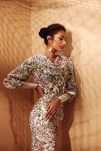 Load image into Gallery viewer, FORSYTHIA nude floral cowl neck Kurong