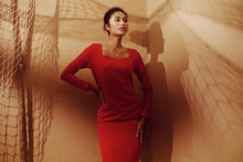 Load image into Gallery viewer, LUNARIA red lipstick fitted long sulam Kurong