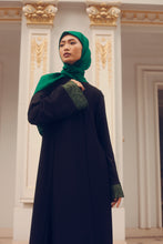 Load image into Gallery viewer, RUHI black with green lace Jubah