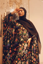 Load image into Gallery viewer, TALIHA black floral night beauty flare dress