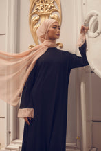Load image into Gallery viewer, AYA black with soft pink lace Jubah
