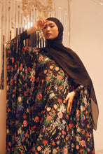 Load image into Gallery viewer, TALIHA black floral night beauty flare dress
